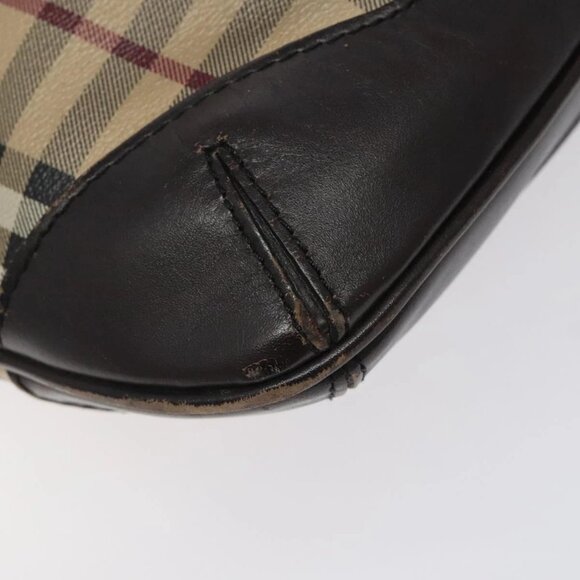 BURBERRY Nova Check Shoulder Bag PVC Beige Gold Auth 118306 - Picture 4 of 16